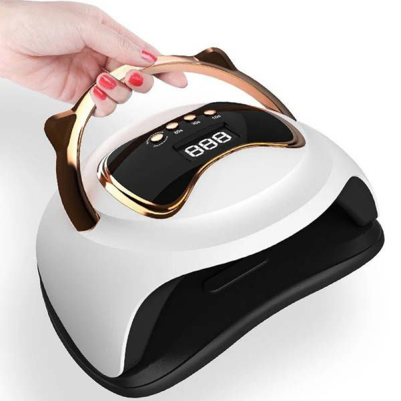 UVLED лампа для манікюру BQ-V19, 120 Вт, професійна полімеризація гелів і покриттів, біла