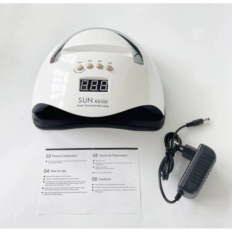 UVLED лампа SUN X6 MAX 220 Вт, професійна сушарка для манікюру та педикюру з таймером, дисплеєм і знімним дном