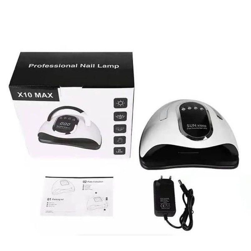 Універсальна лампа Sun X10 Max 150 Вт UVLED для сушіння гель-лаку, з дисплеєм і знімним дном, біла