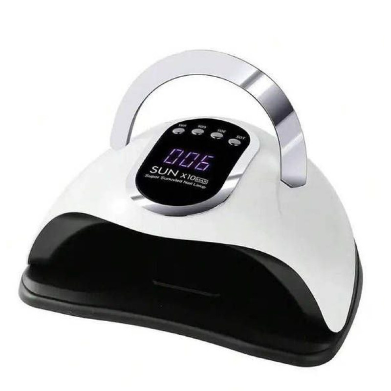 Універсальна лампа Sun X10 Max 150 Вт UVLED для сушіння гель-лаку, з дисплеєм і знімним дном, біла