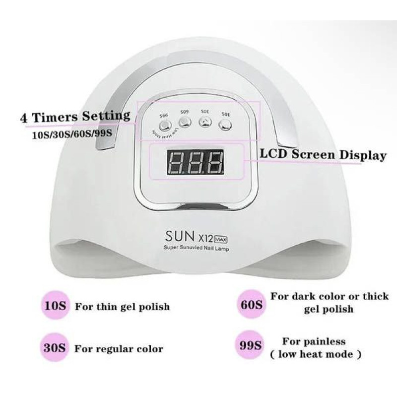Універсальна лампа Sun X12 Max UVLED, 410 Вт, професійна сушарка для нігтів, білий корпус