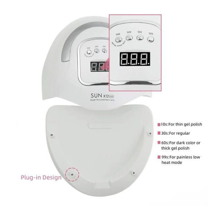 Універсальна лампа Sun X12 Max UVLED, 410 Вт, професійна сушарка для нігтів, білий корпус
