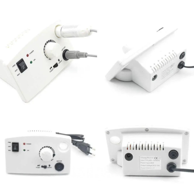 Фрезер DM-211 для манікюру та педикюру | Білий апарат 65 Вт, 45 000 об/хв з педаллю та додатковими насадками