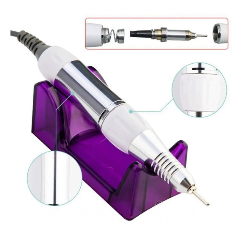 Фрезер DM-211 для манікюру та педикюру | Білий апарат 65 Вт, 45 000 об/хв з педаллю та додатковими насадками