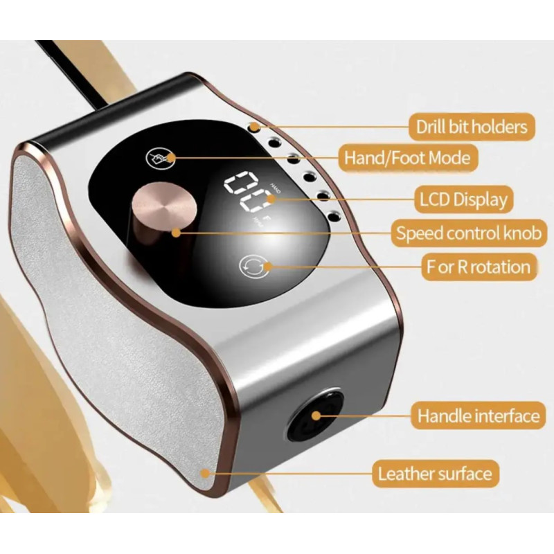 Фрезер BQ-104, 50 Вт / 35 000 об/хв — апарат для манікюру та педикюру з набором насадок у комплекті