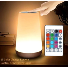 Сенсорна настільна LED лампа - нічник RGB з акумулятором / регульована яскравість / зміна кольорів + пульт керування