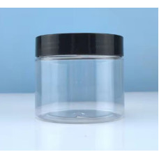 Набір прозорих пластикових баночок з чорними кришками (12 шт. по 150 мл)