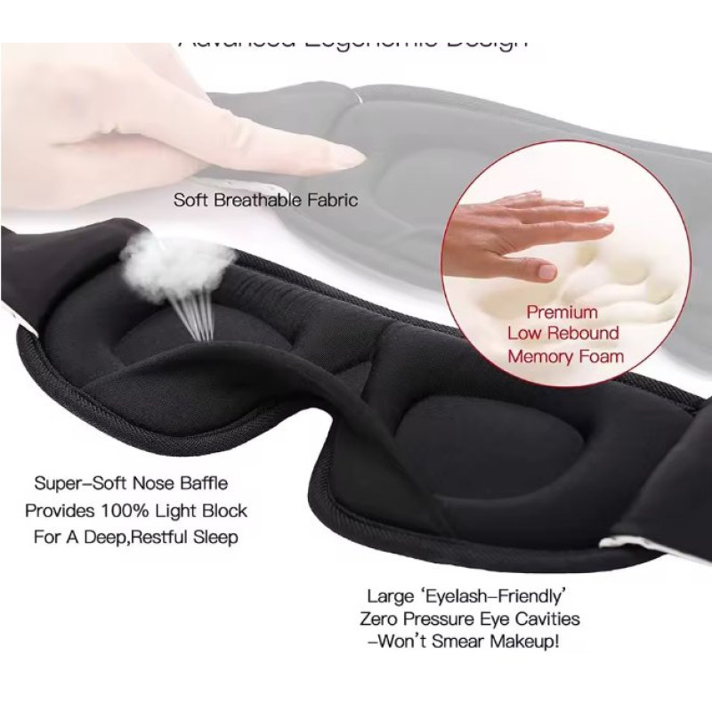 Маска для сну 3D ергономічна, світлонепроникна, м’яка пов’язка на очі