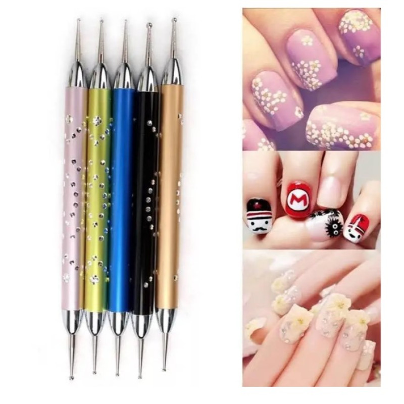 Набір Дотсів для Дизайну Манікюру (5 шт.) – Металевий, зі стразами