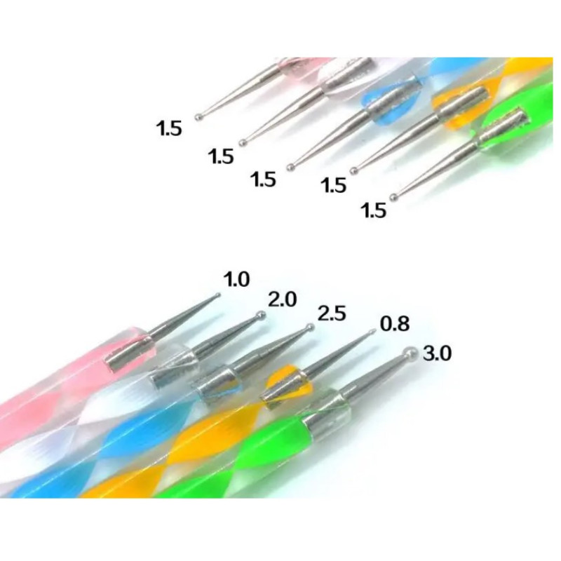 Набір Металевих Дотсів для Манікюру та Дизайну (5 шт.) – Спіральна ручка