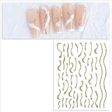 Гнучкі золоті наклейки-стрічки для нігтів №9 (хвилясті лінії)