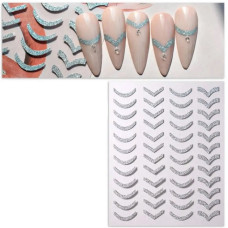 Гнучкі срібні наклейки-стрічки №1 (дуги та кути для дизайну)