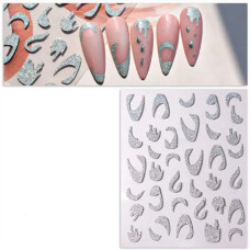 Гнучкі срібні наклейки-стрічки №2 (краплі та рідкий метал)