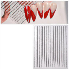 Гнучкі срібні наклейки-стрічки для нігтів №4 (прямі лінії)