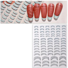 Гнучкі срібні наклейки-стрічки для нігтів №8 (дуги для френча)