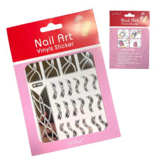Вінілові трафарети Nail Art №402 — срібні стікери для дизайну нігтів