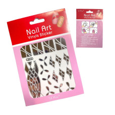 Вінілові трафарети Nail Art №404 — срібні стікери для дизайну нігтів