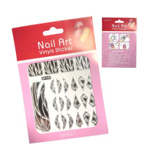 Вінілові трафарети Nail Art №401 — срібні наклейки для дизайну нігтів