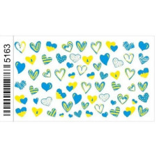 Слайдери для нігтів №5163 «Серця України» — патріотичні наклейки на водній основі