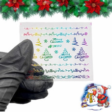 3D наклейки для нігтів №002 — райдужні гірлянди, ялинки та написи