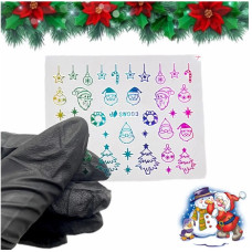 3D наклейки для нігтів №003 — райдужний Дід Мороз, ялинки та іграшки