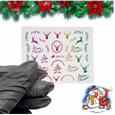 3D наклейки для нігтів №008 — райдужні олені та Merry Christmas
