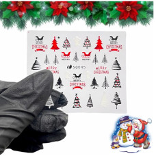3D наклейки для нігтів №045 — ялинки, санки та Merry Christmas