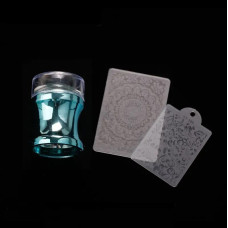 Штамп для стемпінгу круглий великий (Блакитний) + 2 пластини