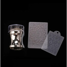 Штамп для стемпінгу круглий великий (Срібло) + 2 пластини