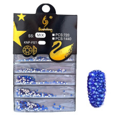 Набір стразів №7 «Королівський синій» — мікс розмірів для манікюру