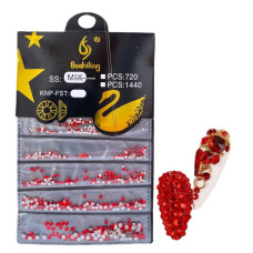 Набір стразів №4 «Червоний рубін» — соковитий мікс для дизайну нігтів