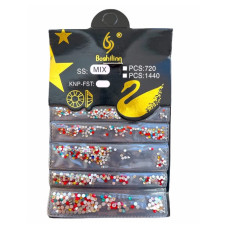 Набір стразів №9 «Класичний червоний» — вогняний мікс для нігтів