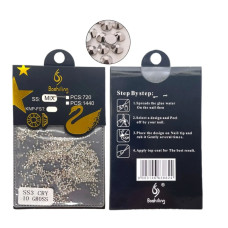 Ювелірні стрази SS3 CRY «Срібло» — мікро-декор для нігтів