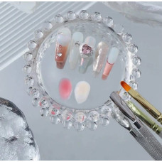 Кругла прозора палітра для змішування фарб, гелів, гель лаків та інших матеріалів (9см.) 