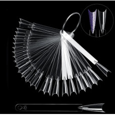 Палітра для нігтів «Французький Стилет» прозора — віяло на кільці (40 тіпс)