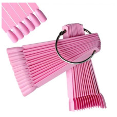 Палітра для нігтів «М’який квадрат» рожева — віяло на кільці (50 тіпс)