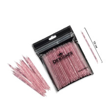 Багаторазові пластикові палички Designer для кутикули (рожеві), 10 см, 100 шт