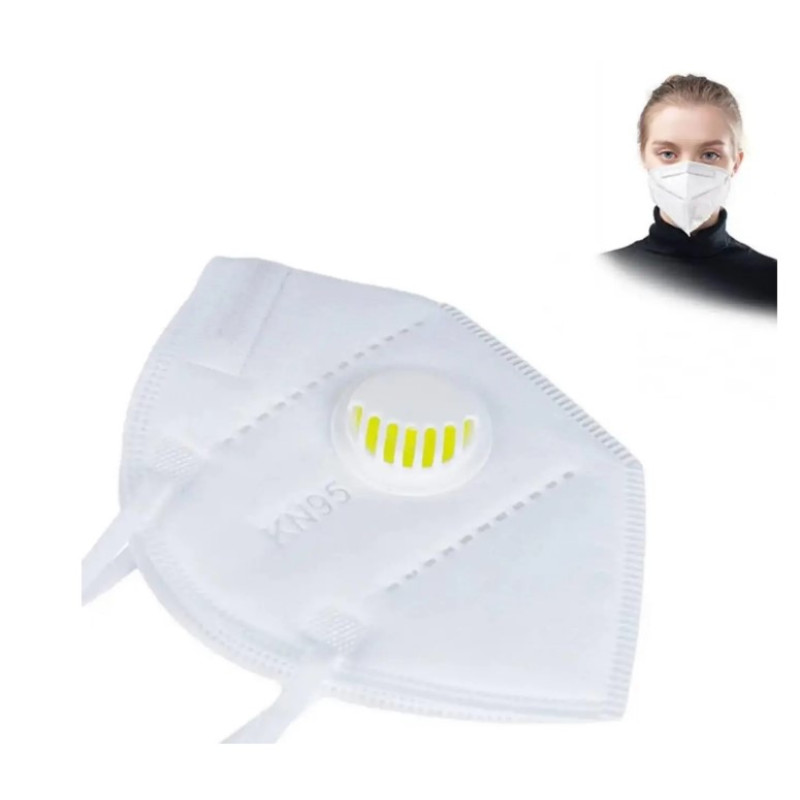 Багаторазовий Респіратор KN95 з Клапаном (6 шарів, Білий) – Захист від пилу