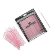Мікробраші одноразові Designer для вій та брів (рожеві), 100 шт/уп