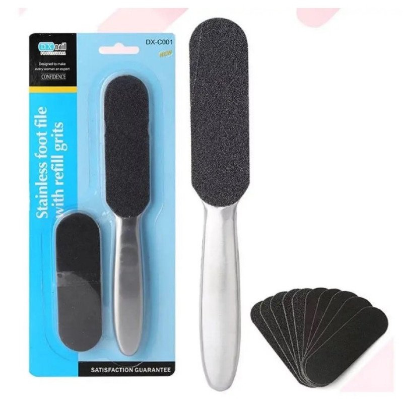 Металева двостороння терка - пилка для ніг, ступнів зі змінними файлами (10 шт.) 201 - M