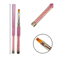 Пензель-Трансформер для Гелю та Дизайну (Рожевий), з перлинами, плоский