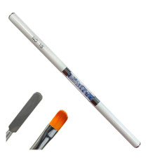 Двосторонній овальний пензель №10 з ковпачком + шпатель - для нарощування гелем (полігелем), 1 шт. 