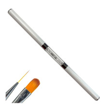 Двосторонній пензлик (овальний для гелю + тонкий для малювання) для нігтів з ковпачком та каміннячком №10