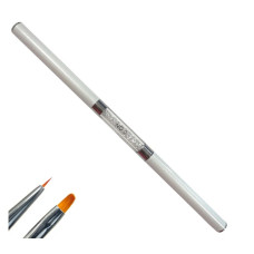 Двосторонній пензлик (овальний для гелю + тонкий для малювання) для нігтів з ковпачком та каміннячком №2