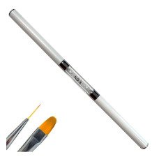 Двосторонній пензлик (овальний для гелю + тонкий для малювання) для нігтів з ковпачком та каміннячком №8 