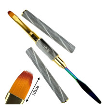 Двосторонній овальний пензель для роботи з полігелем та акрилом + шпатель "Хамелеон" (З ковпачком) 10 мм. - №10 Сірий 