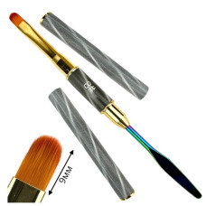 Двосторонній овальний пензель для роботи з полігелем та акрилом + шпатель "Хамелеон" (З ковпачком) 9 мм. - №8 Сірий 