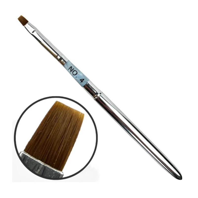 Пензель-трансформер для нарощування No 4 (Квадрат)  Гелевий, металевий