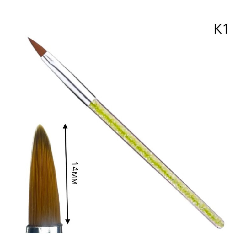 Пензель манікюрний K1 Загострений (14 мм) зі стразами - Для моделювання та дизайну