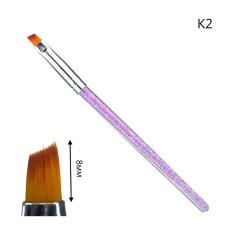 Пензель манікюрний K2 Скошений (8 мм) зі стразами - Для френча, гелю та корекції